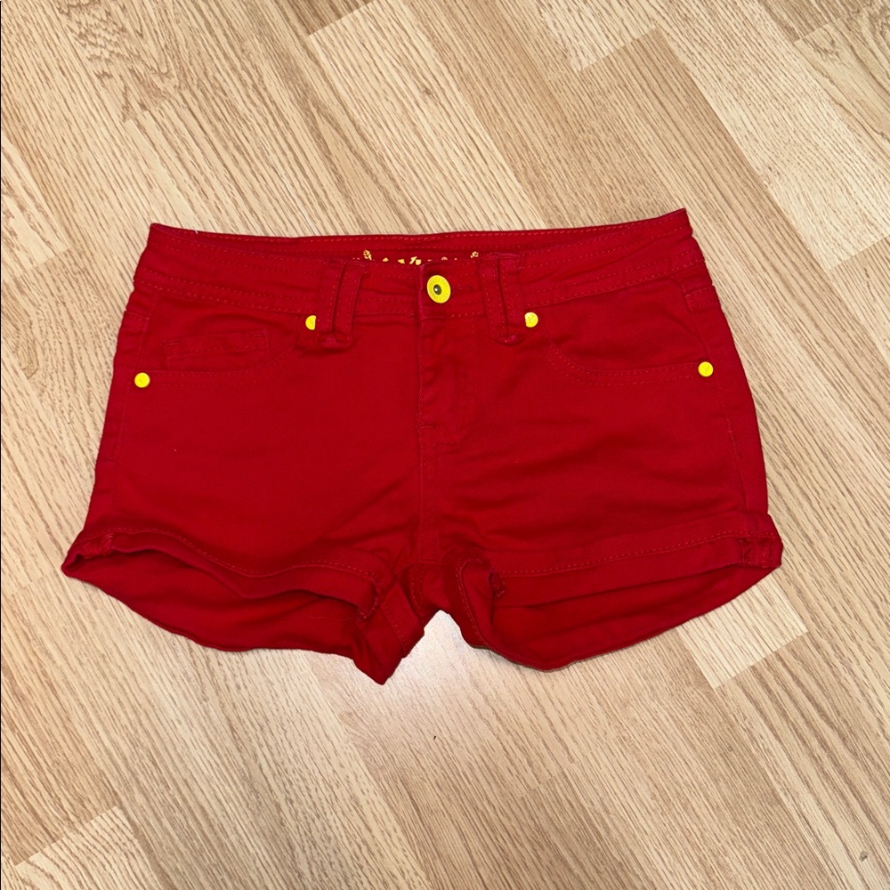 YMI Red Shorts with Yellow Details. Cotton Stretch Summer Bright Beach